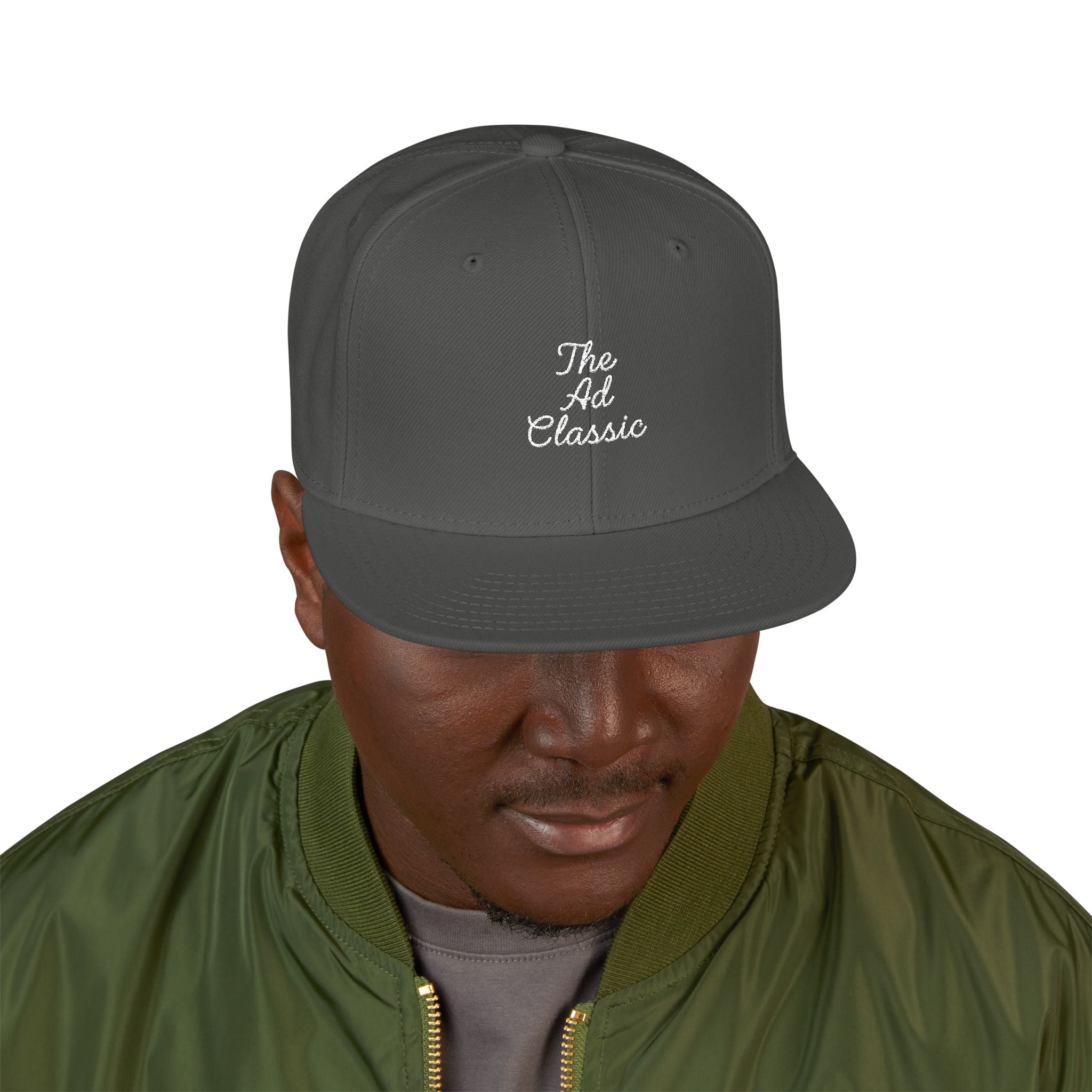 Embroidered 'Ad Classic' Script Logo Snapback Hat