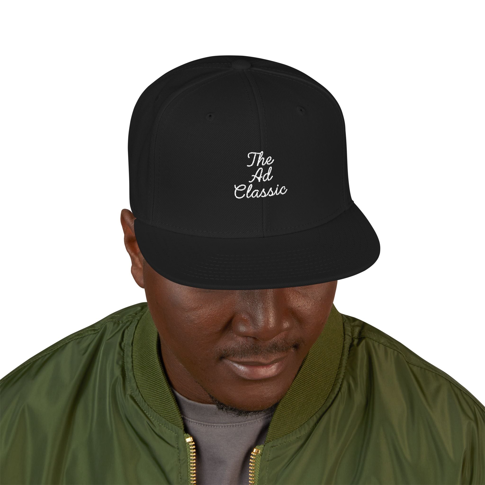 Embroidered 'Ad Classic' Script Logo Snapback Hat