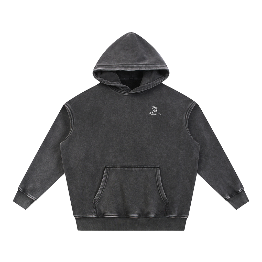 Snow Wash Fleece Oversize Hoodie - Script Logo front only