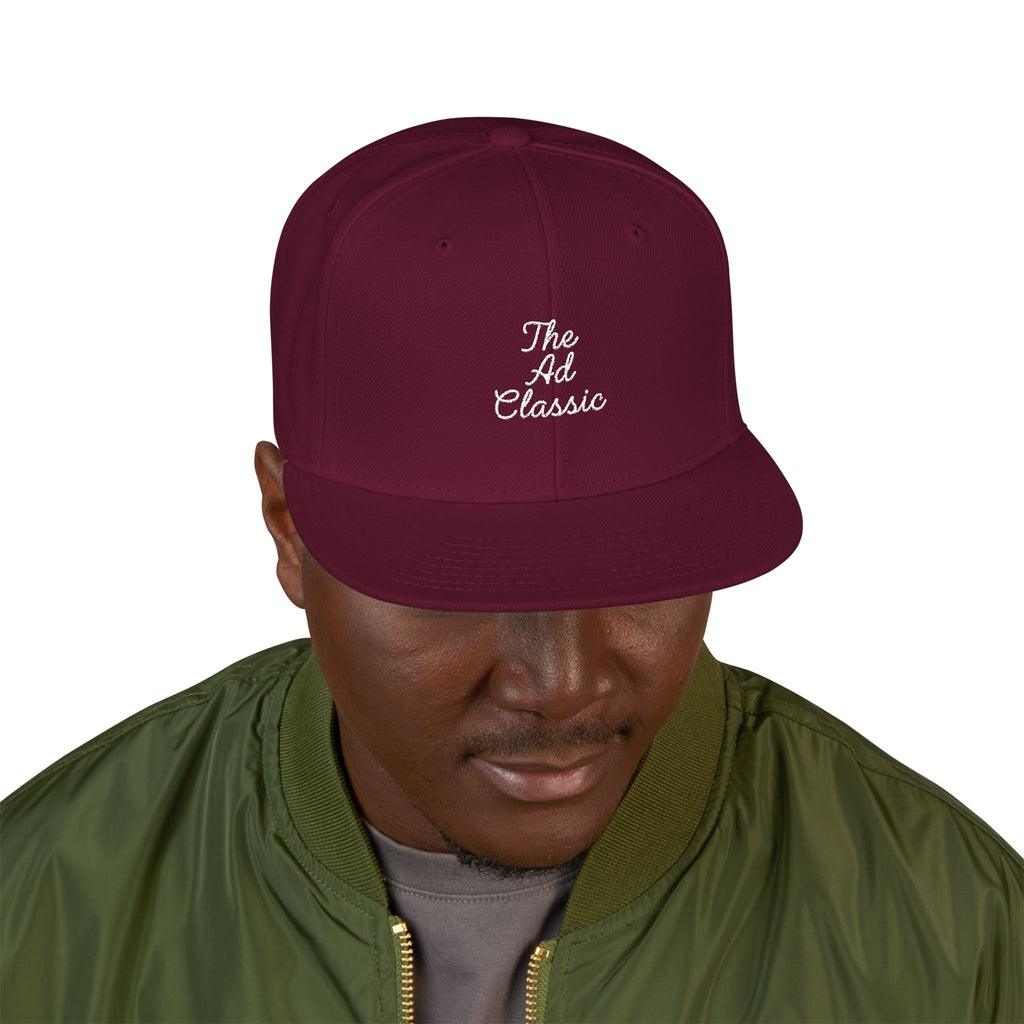 Embroidered 'Ad Classic' Script Logo Snapback Hat