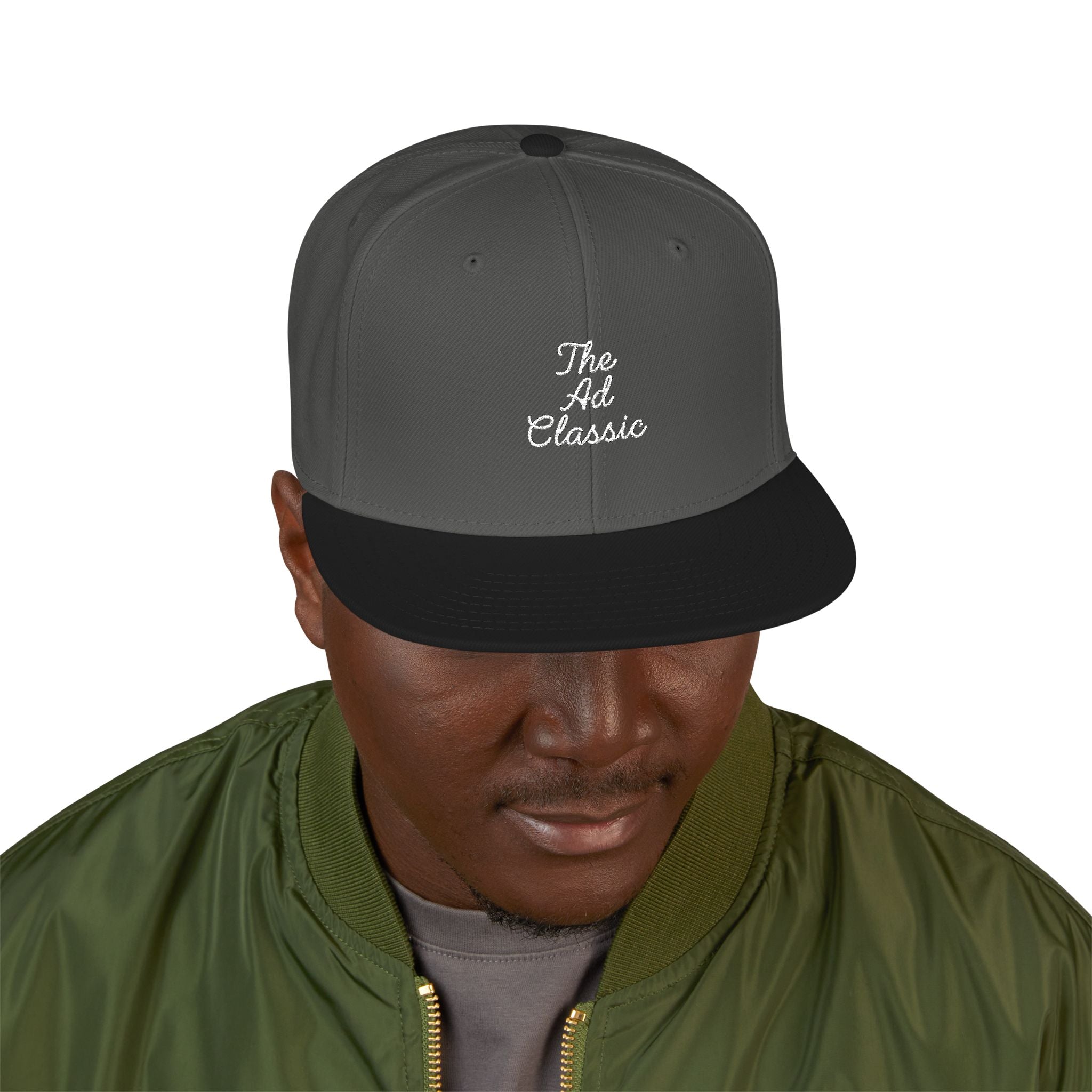 Embroidered 'Ad Classic' Script Logo Snapback Hat