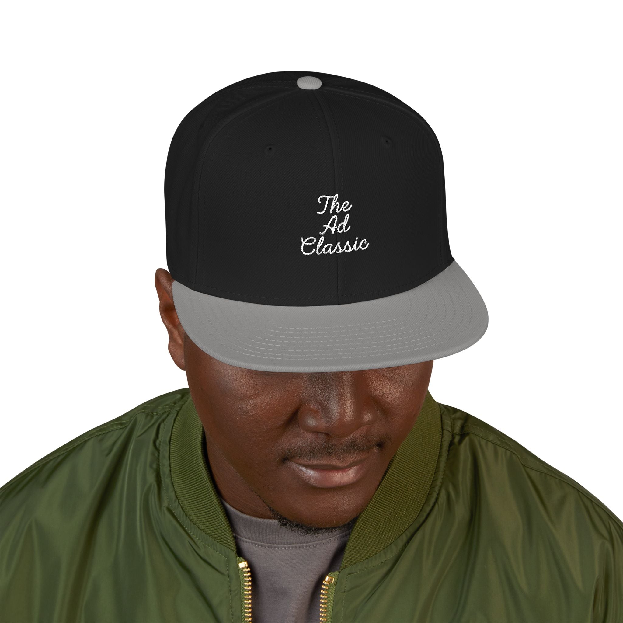 Embroidered 'Ad Classic' Script Logo Snapback Hat