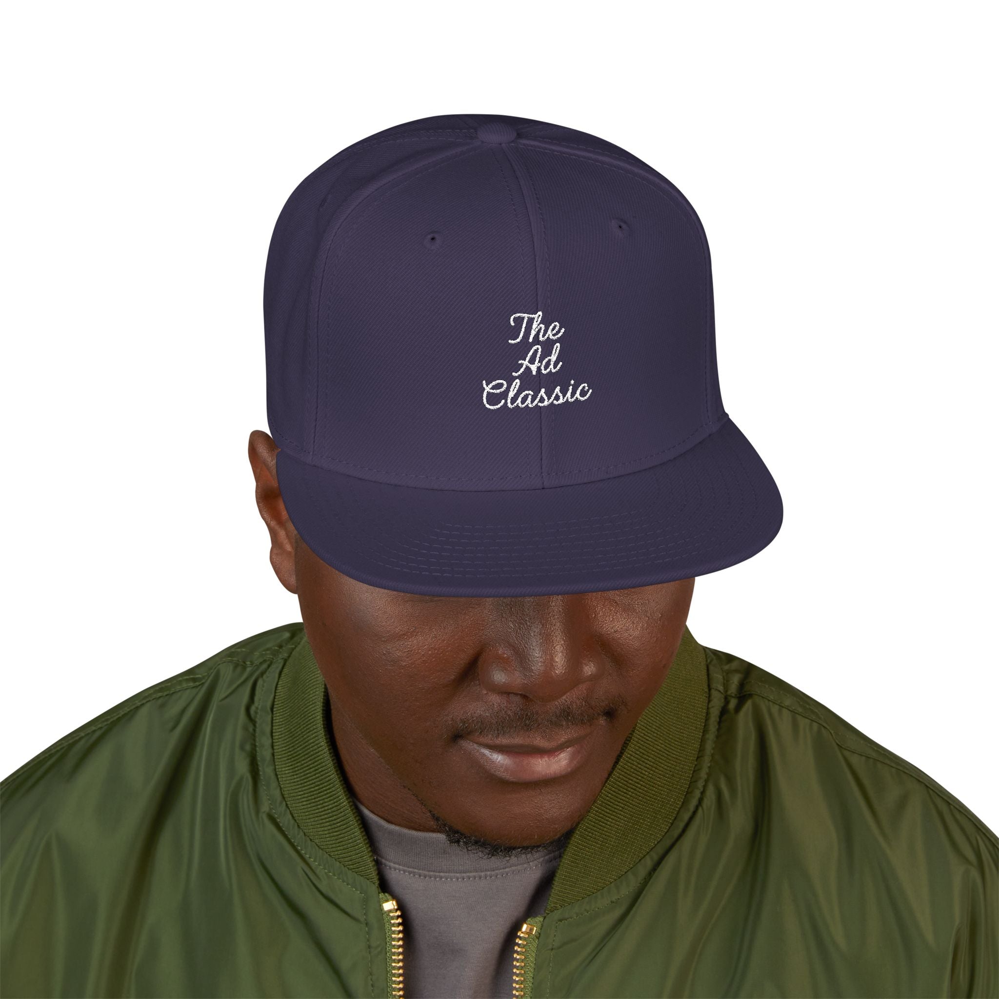 Embroidered 'Ad Classic' Script Logo Snapback Hat