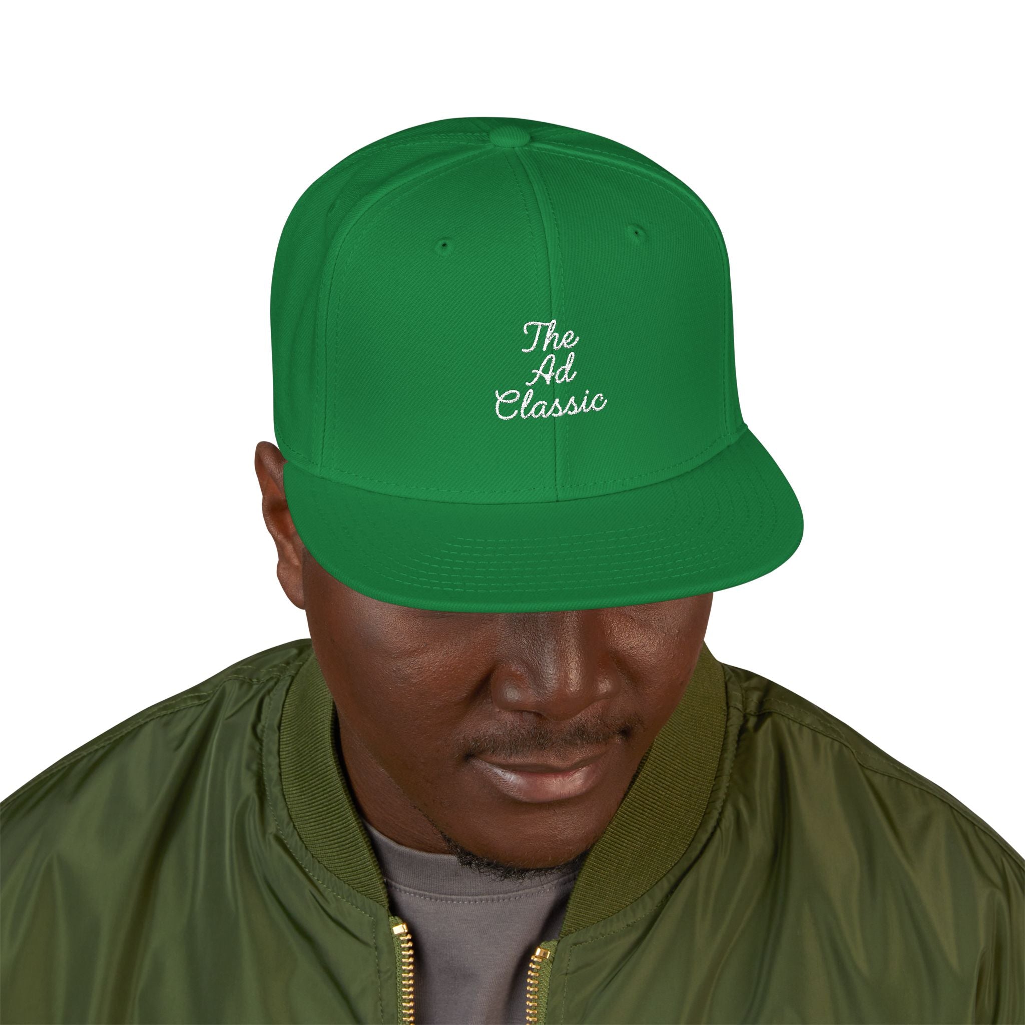Embroidered 'Ad Classic' Script Logo Snapback Hat