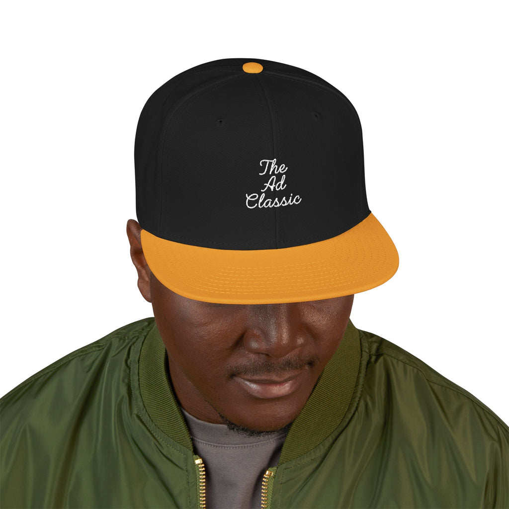 Embroidered 'Ad Classic' Script Logo Snapback Hat